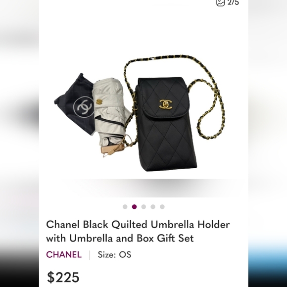 Chanel black quilted umbrella holder and umbrella box gift set gwp items - Picture 3 of 5